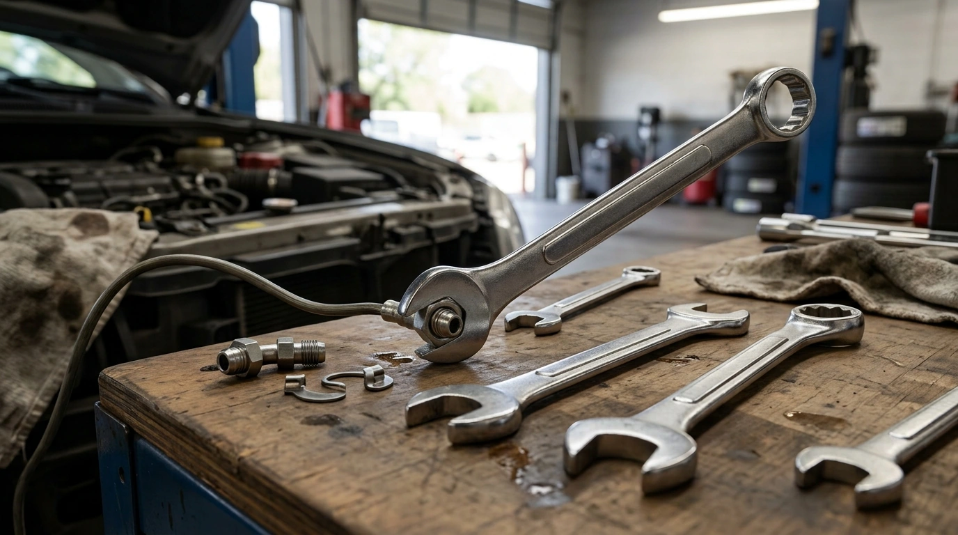 4-Piece Flare Nut Wrench Set: Cr-V, 15° Offset