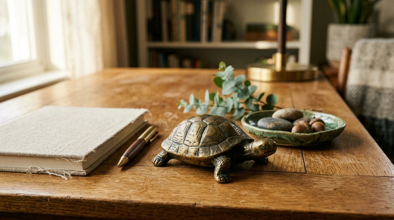 Antique Brass Turtle Ornament: Longevity Decor Accent