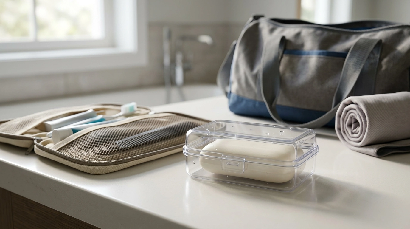 Clear Sealed Soap Box for Travel & Gym Bags