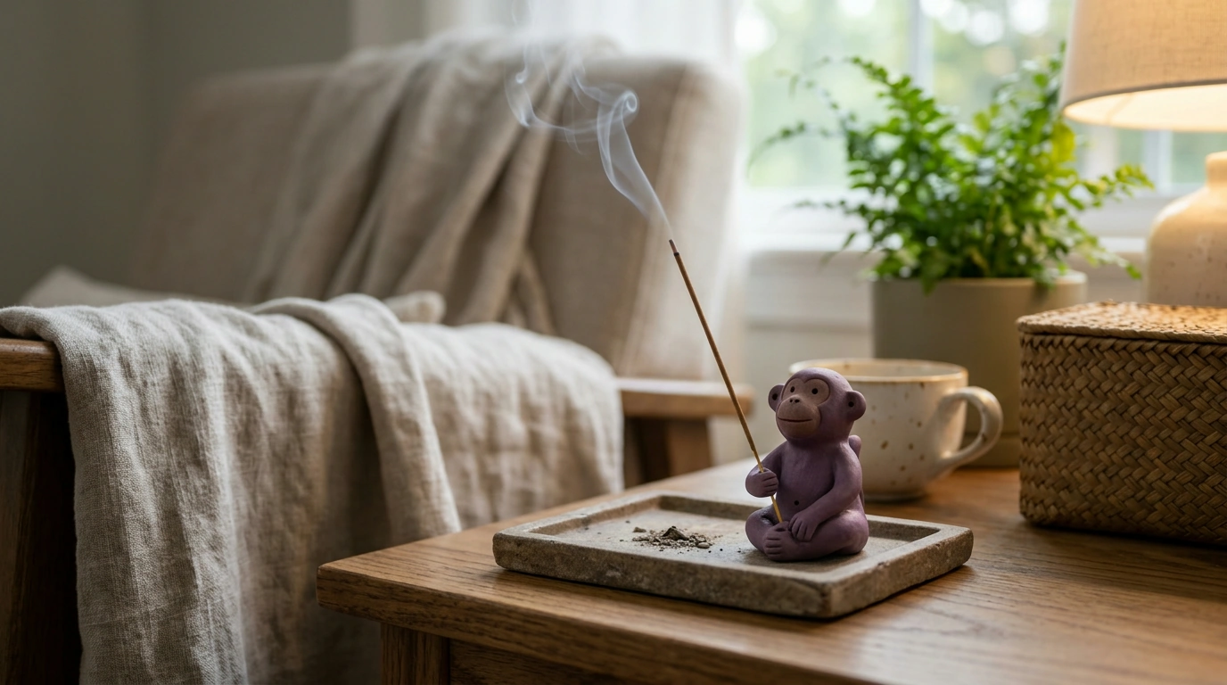 Cute Monkey King Purple Clay Incense Burner for Home