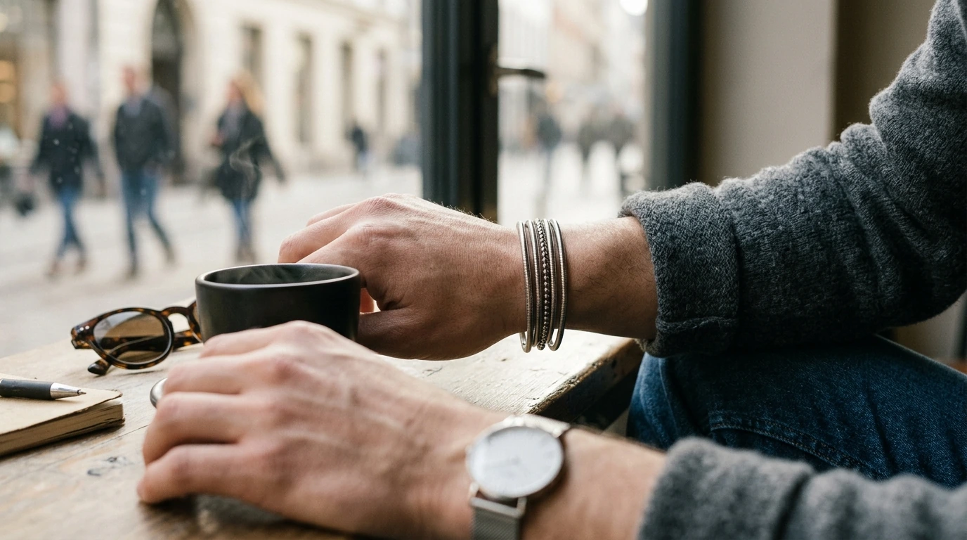 Stacked Stainless Steel Bracelet: Luxury Layered Style