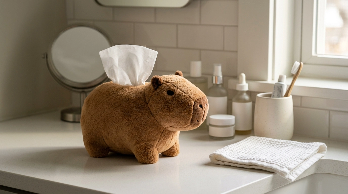 Plush Capybara Tissue Holder for Car & Countertops