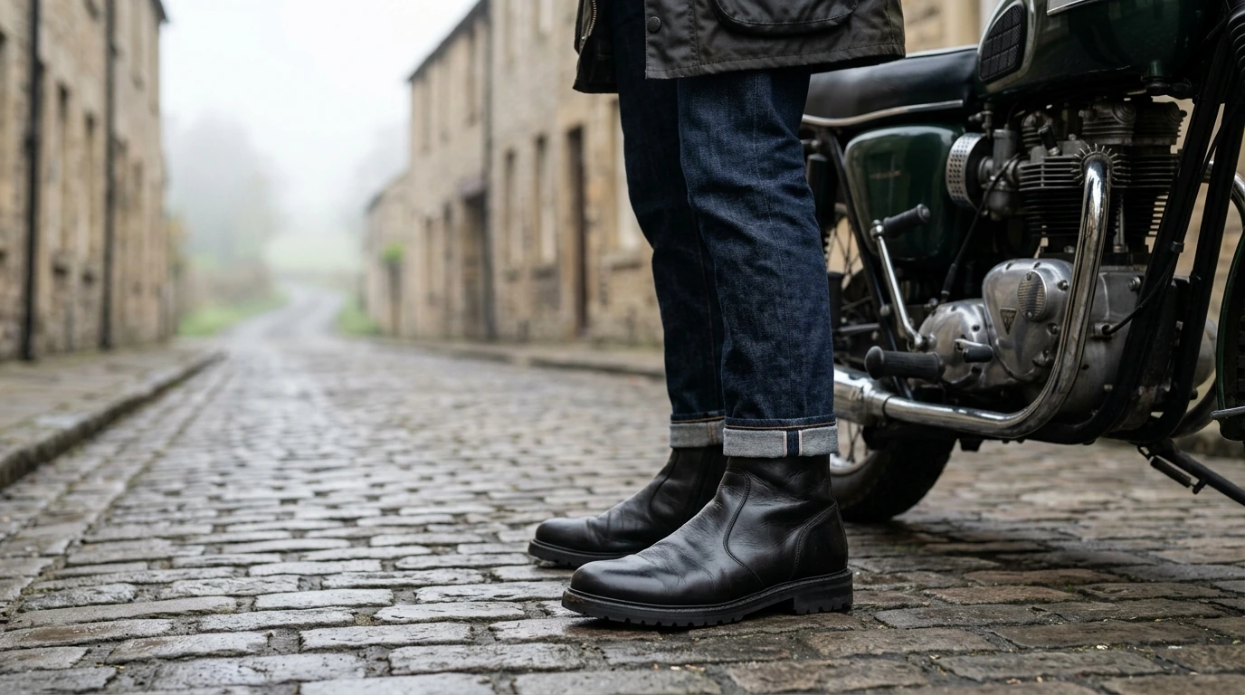 Black Leather Ankle Boots: Vintage British Motorcycle Style