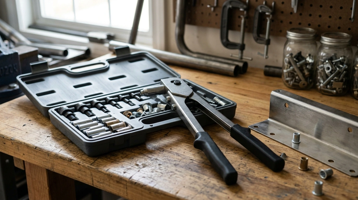 16in Rivet Nut Tool Kit: 11 Mandrels & 185 Rivnuts