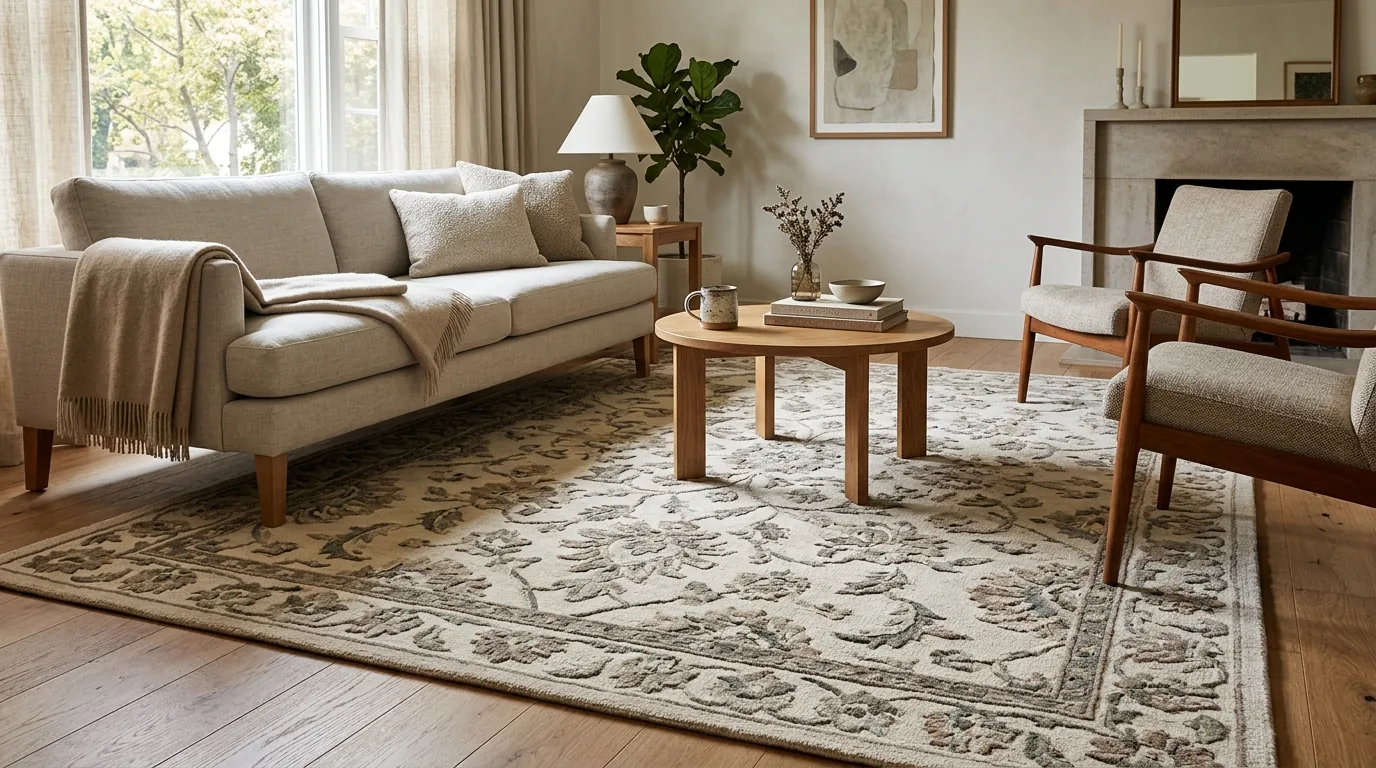 Floral Jacquard Rug: Soft Style for Living Rooms & Beds