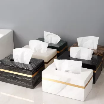 Marble Tissue Box with Gold Accents: Styling & Care