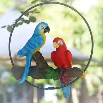 Resin Parrot Hanging Ornament: Easy Patio & Plant Decor